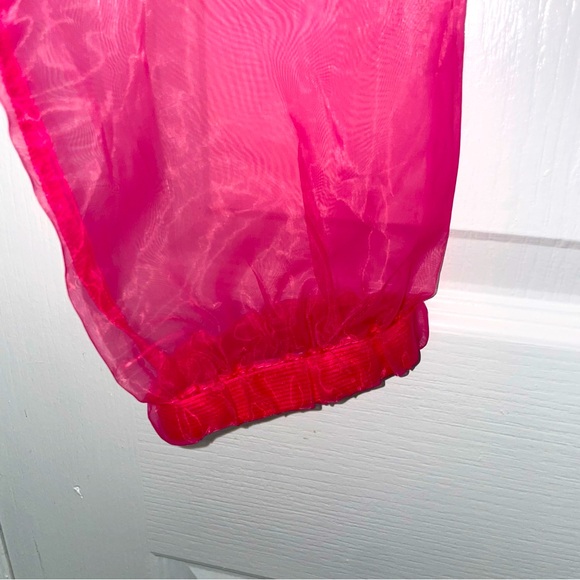 NWOT Naked Wardrobe Neon Pink Half Zip Crop Top - Picture 9 of 13